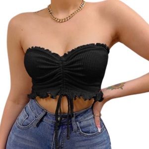 Black scrunchy front tube top